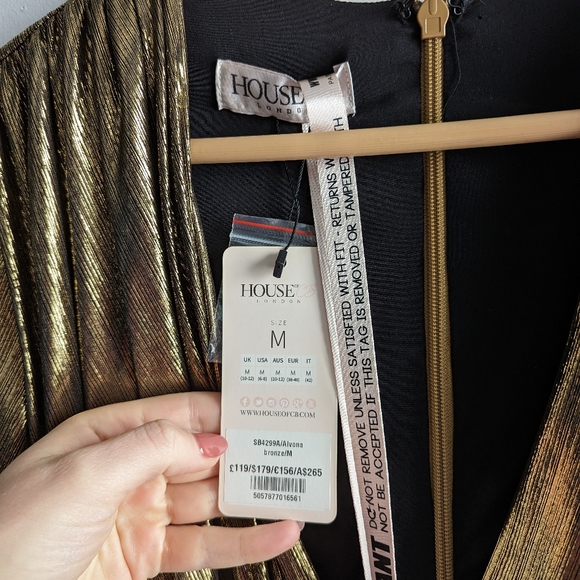 House of CB Dresses Nwt House Of Cb Gold Bronze Metallic Alvona